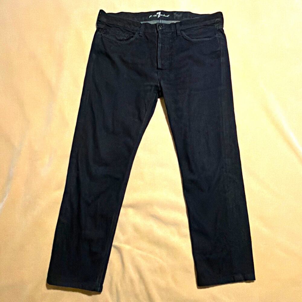 7 For All Mankind Floyd Men 36x30 Black Wash Denim Slim Straight Stretch Jeans